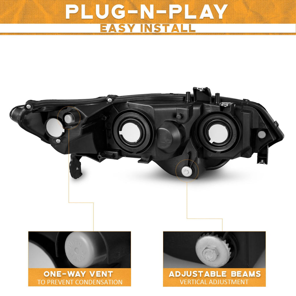 Headlight Assembly Pair Chrome Housing Amber Reflector Z47669