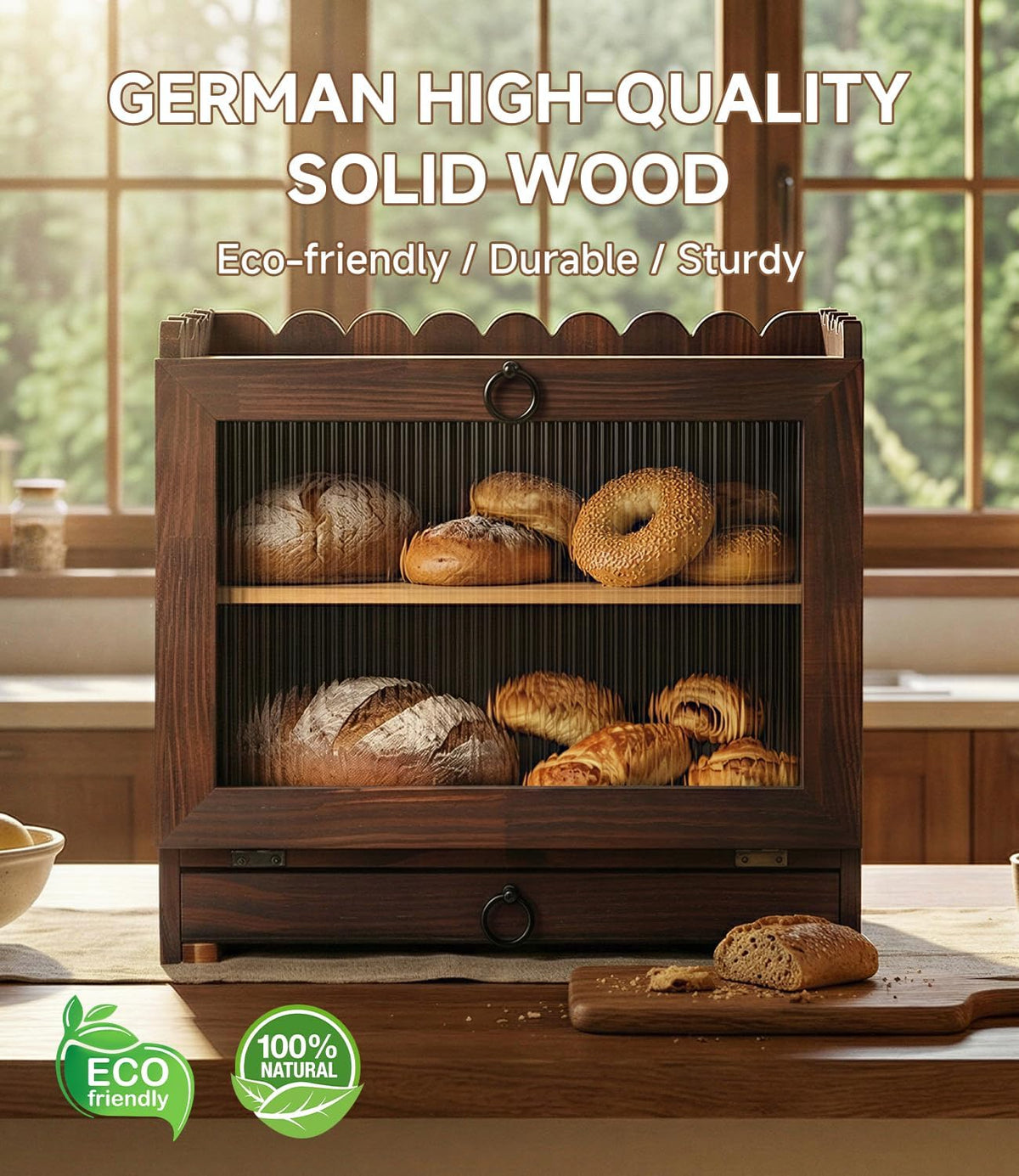 Wooden Double Layer Bread Box T96300