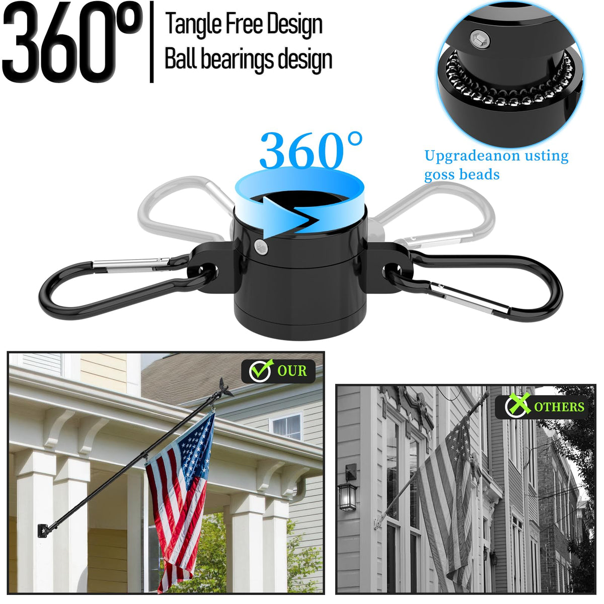 7FT Stainless Steel Flag Pole Kit with Solar Light and Adjustable Bracket J631
