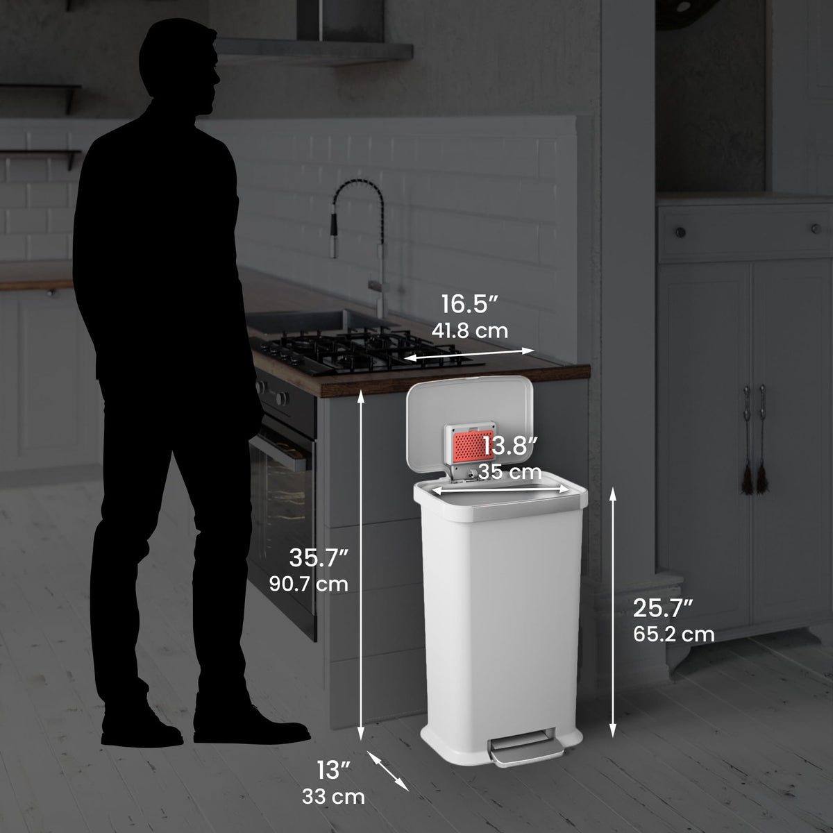 13.2 Gal Step Pedal Kitchen Trash Can with Odor Filter K51502