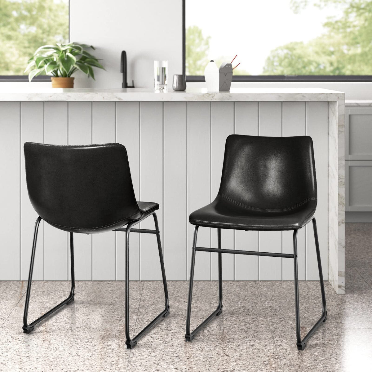 Faux Leather Bar Stools Set of 2 Q49141