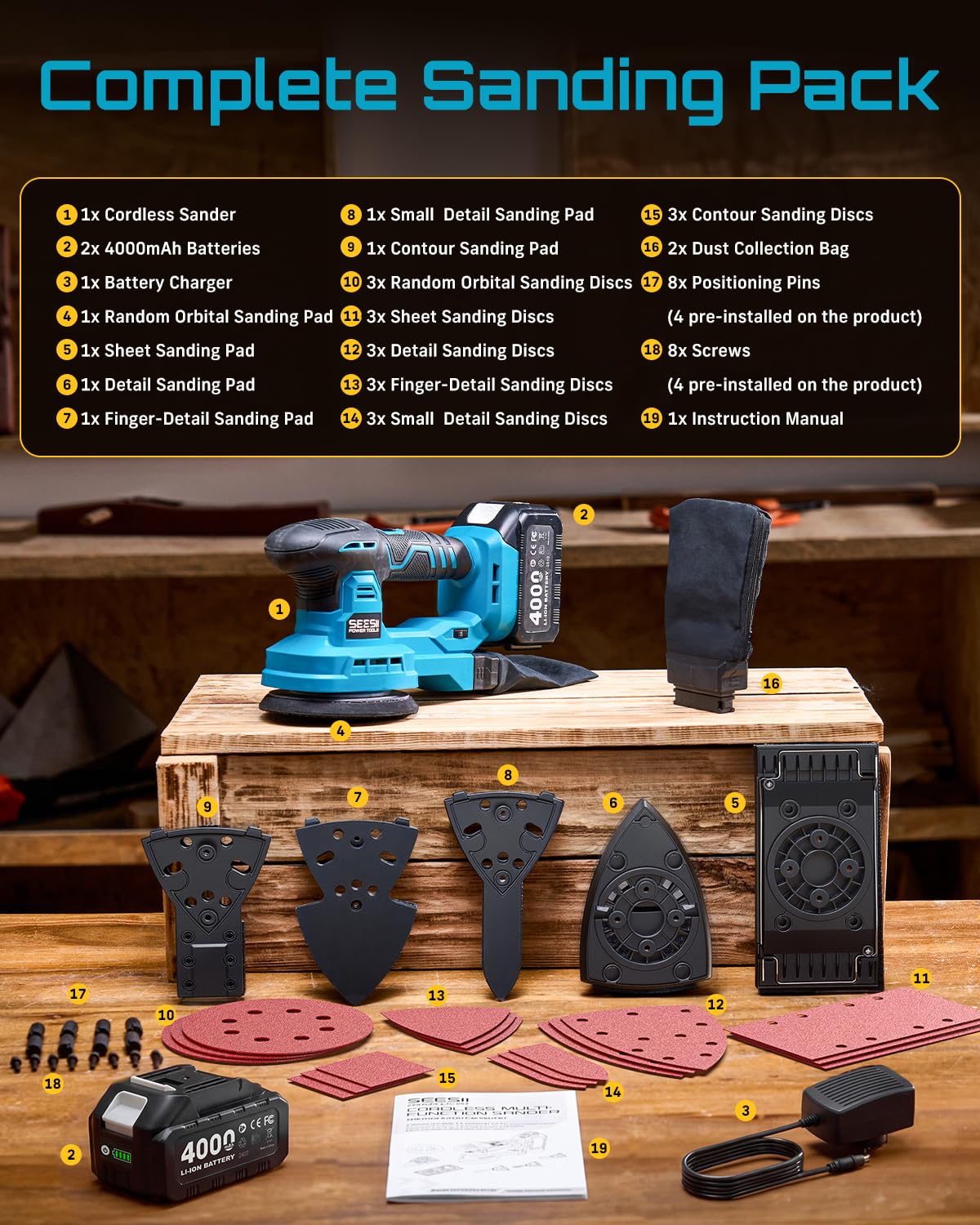 6 Speed Cordless Random Orbit Sander N12004
