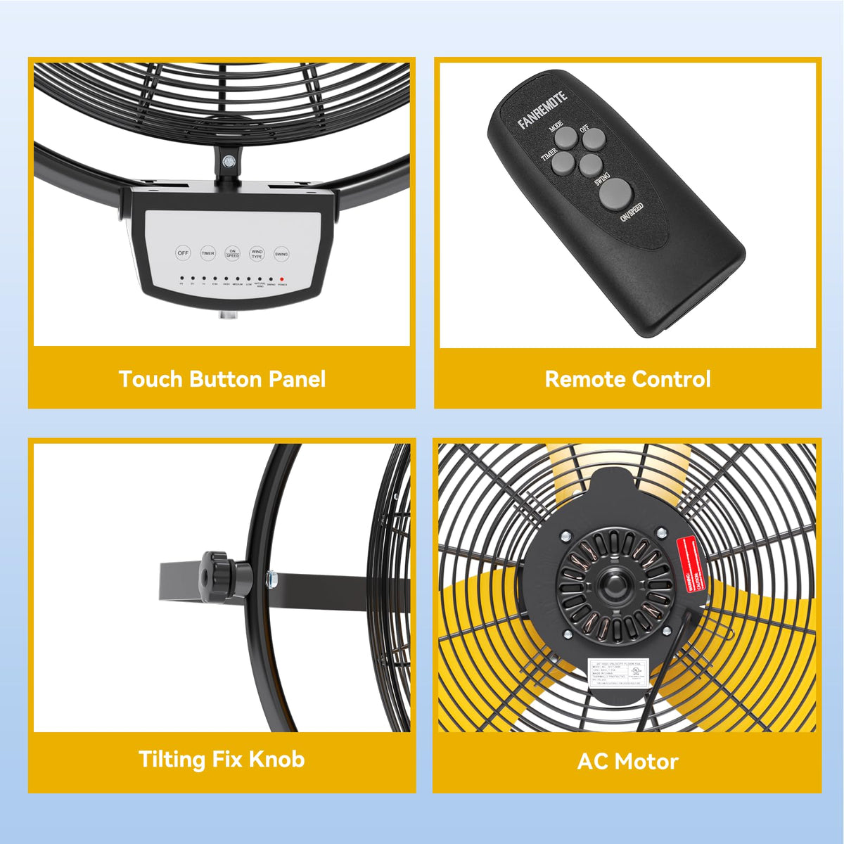 20 Inch 3 Speed 5200 CFM Wall Mount Fan U524