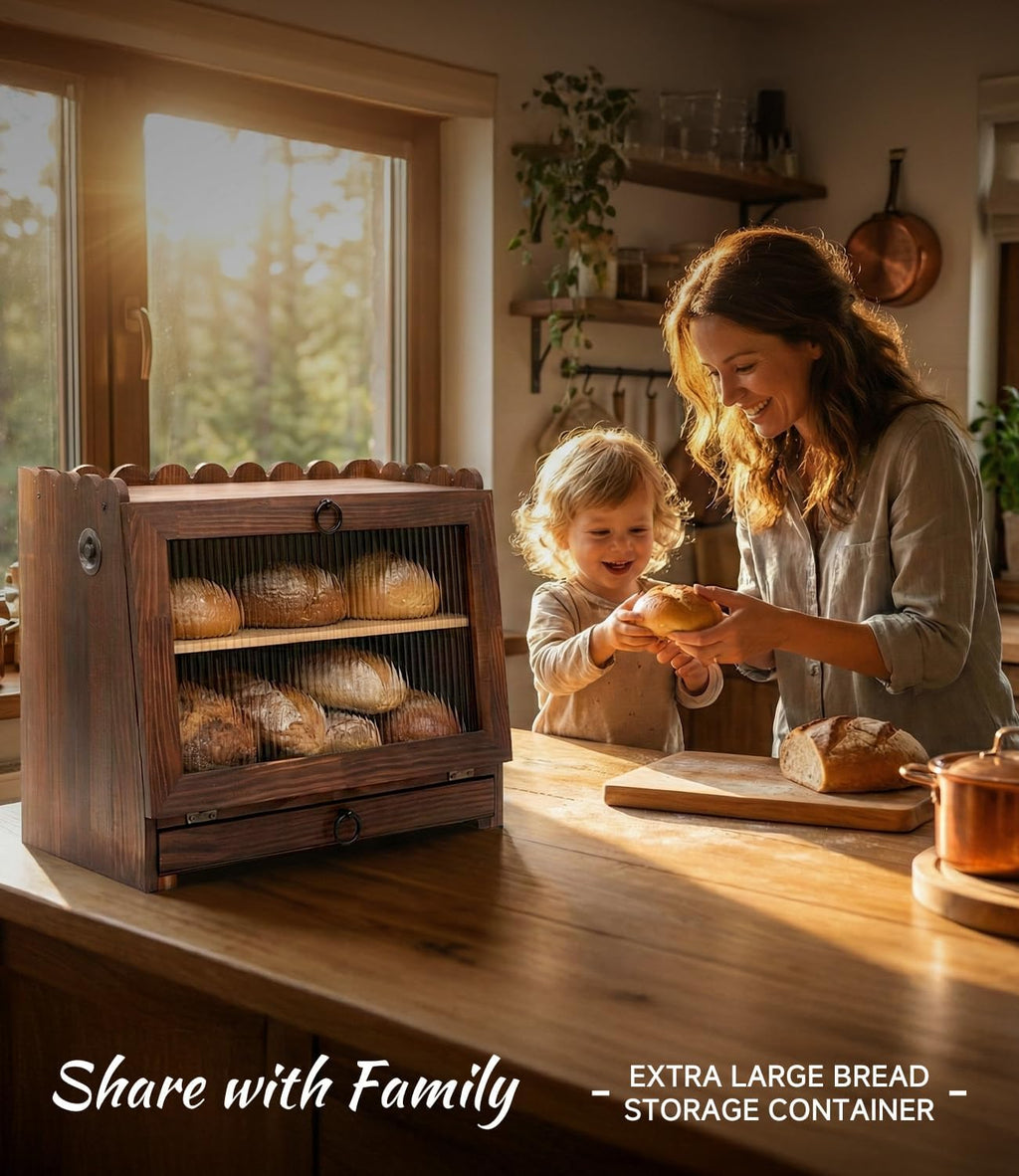 Wooden Double Layer Bread Box T96300
