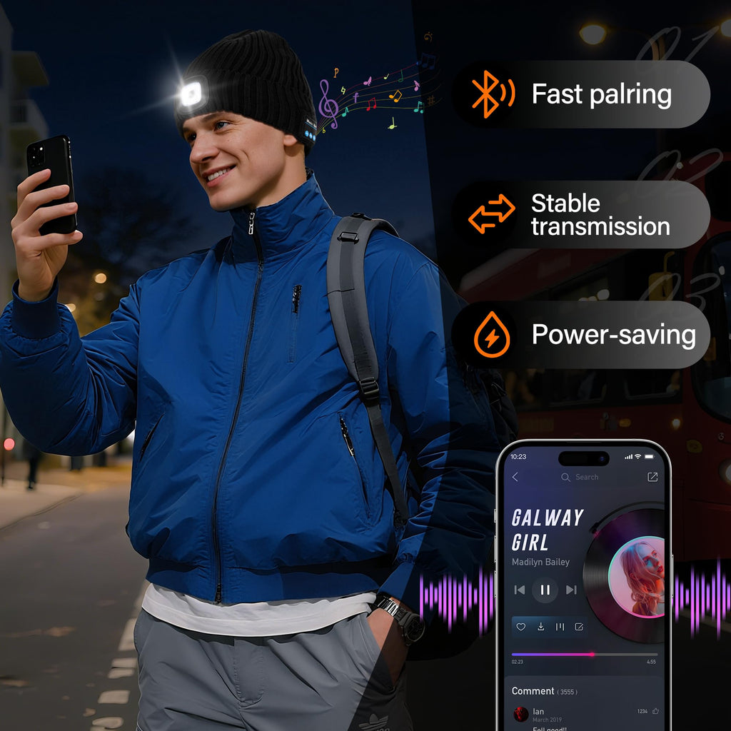 2 Pack Bluetooth Beanie Hat with Light V2116