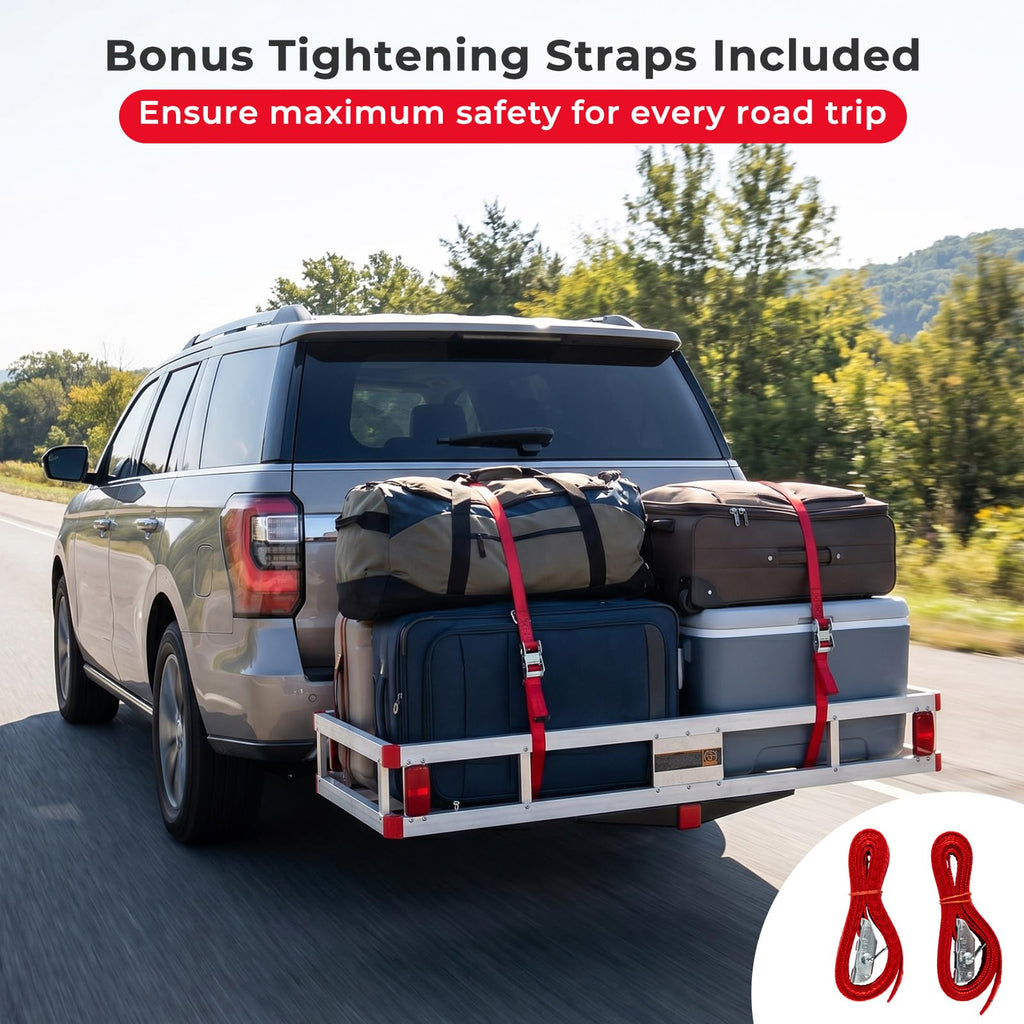 Aluminum Hitch Mount Cargo Carrier with 9" Side Rails, 500 lbs Capacity B996