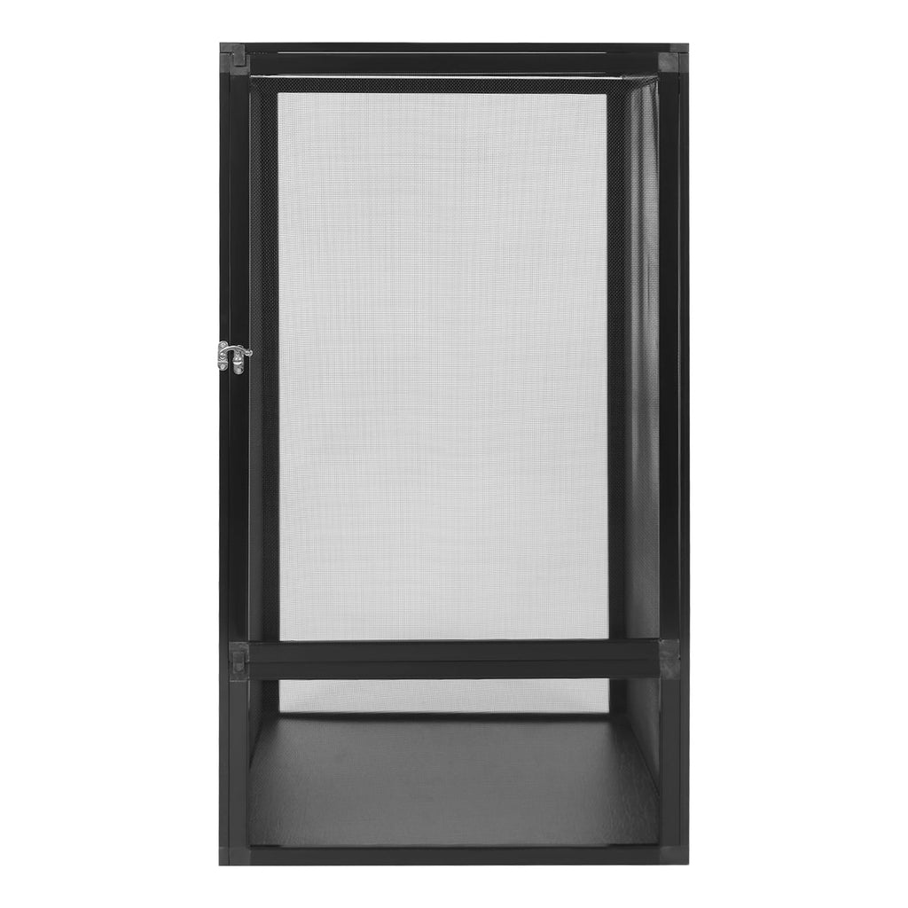Black Large Aluminum Screen Reptile Terrarium Cage with Locking Latch I4358