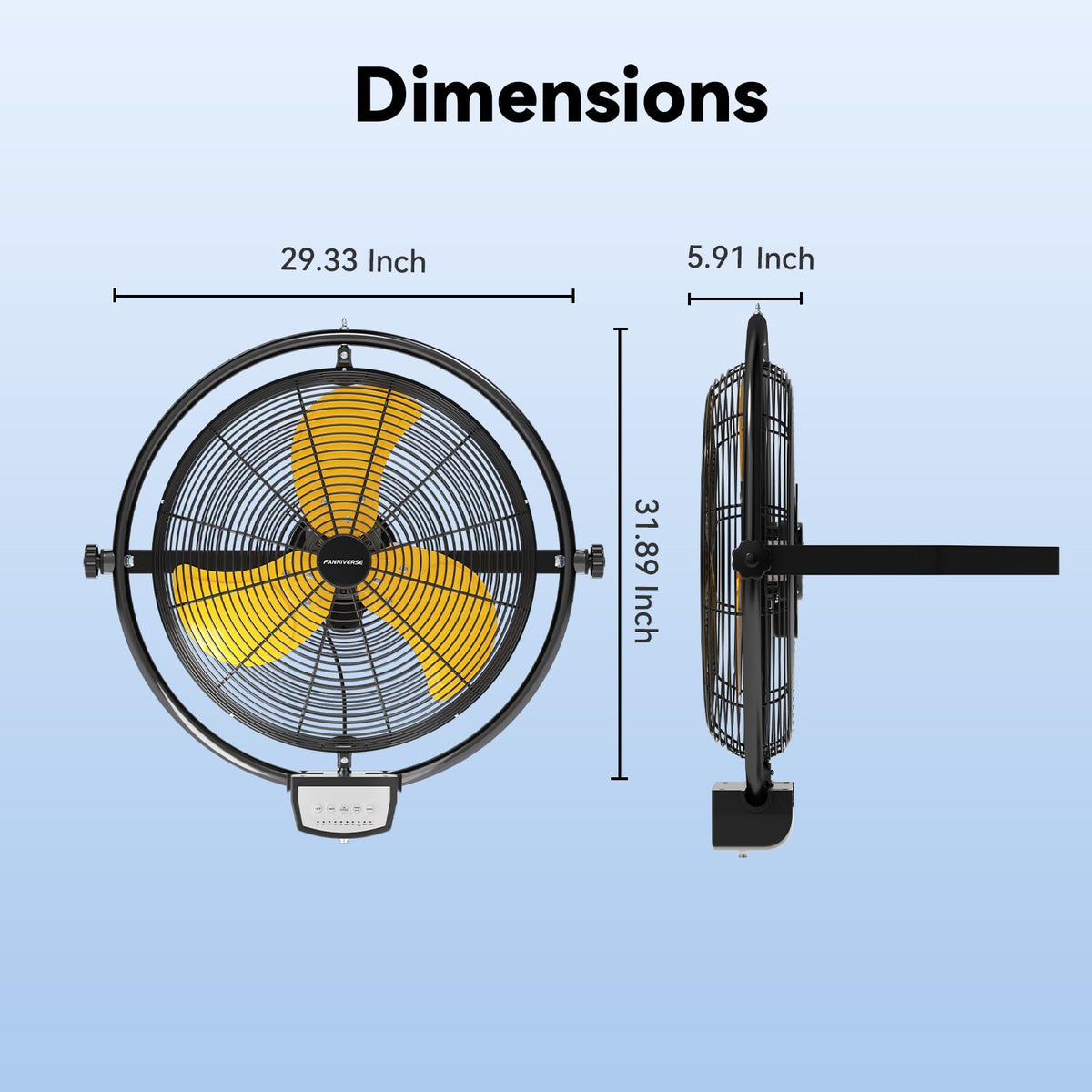 20 Inch 3 Speed 5200 CFM Wall Mount Fan U524