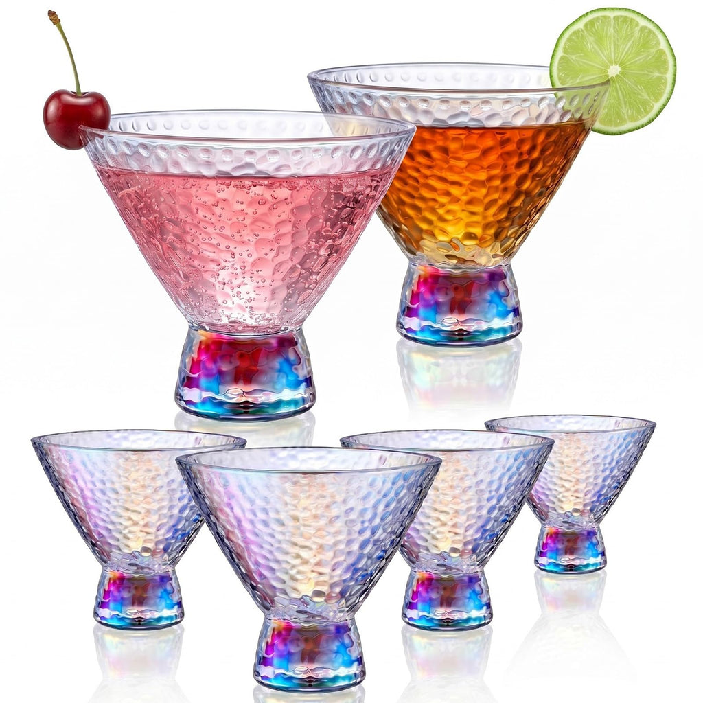 Set of 6 Stemless Martini Glasses 9oz Multicolor C94386