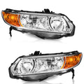 Headlight Assembly Pair Chrome Housing Amber Reflector Z47669