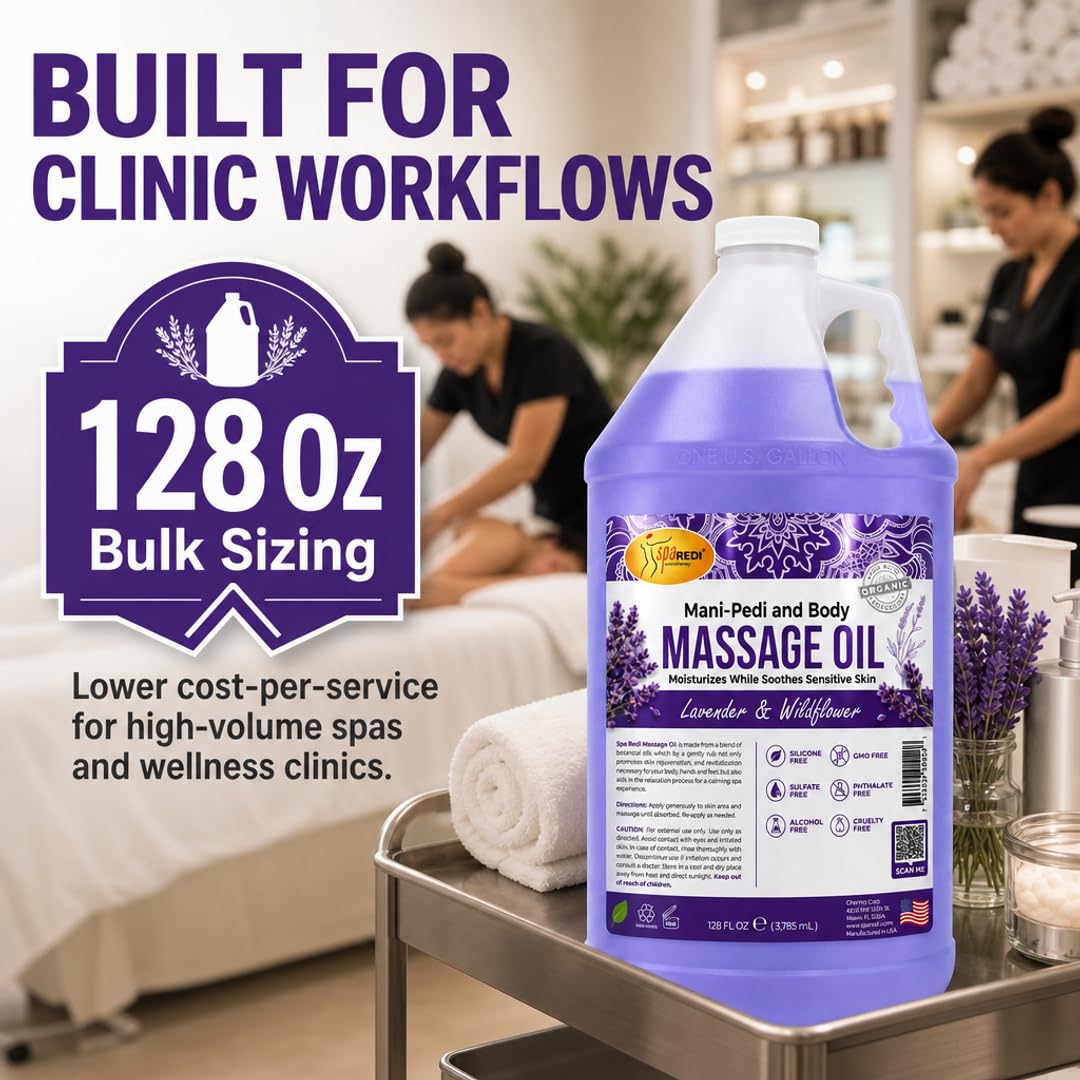Lavender Massage Oil 128 Oz with Almond Cotton Seed Sunflower Avocado Oil N317562