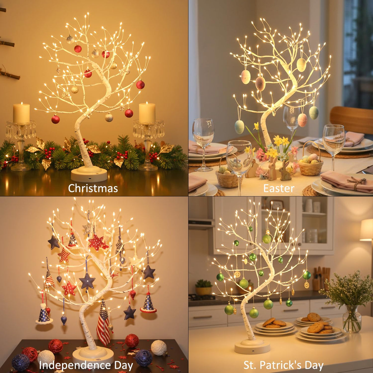 Warm White 108 LED Artificial Birch Tree Lights I884078