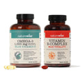 1000mg Omega 3 600mg EPA 400mg DHA 180ct & Vitamin B Complex 150 Softgels Q4003
