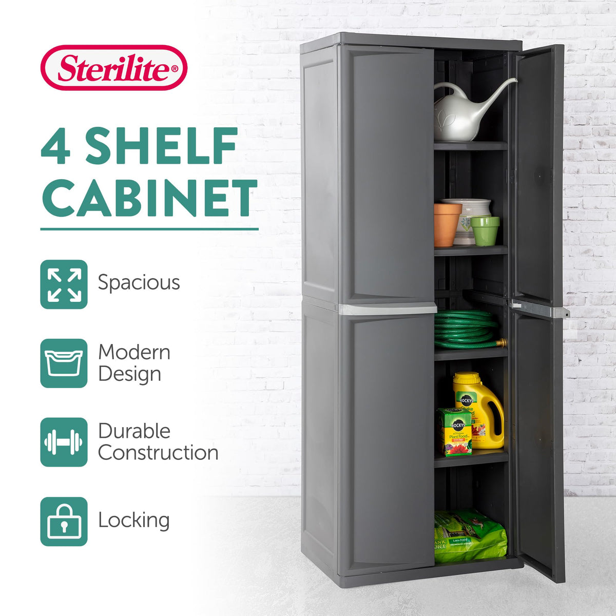 4 Shelf Lockable Utility Storage Cabinet H81745