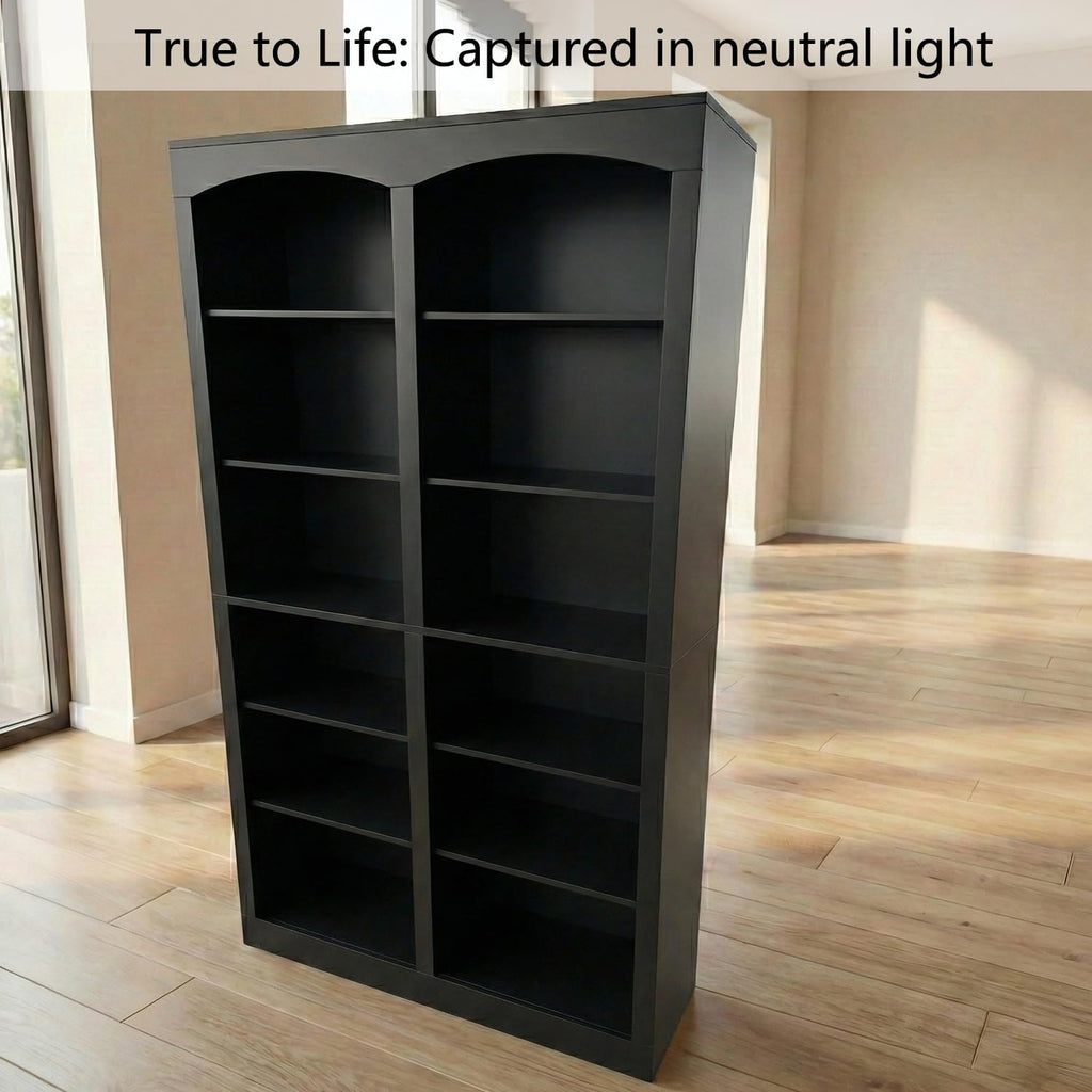 71" Tall Black 12-Tier Wood Bookcase J68131