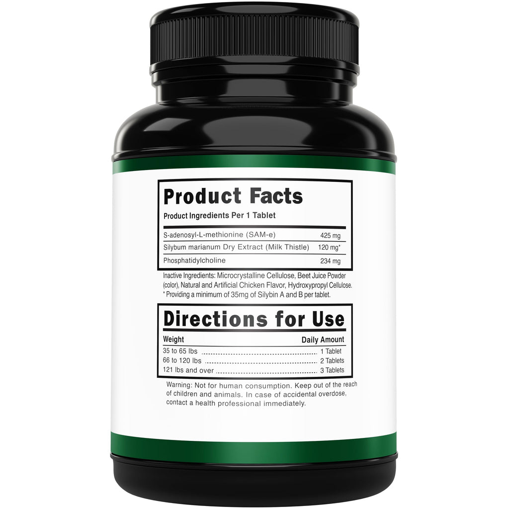 Liver Support Supplement for Large Dogs with Milk Thistle - 30 Chewable Tablets U183