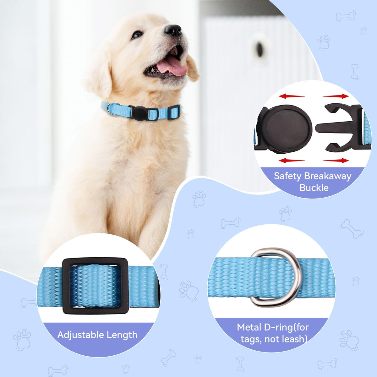 Soft Nylon Puppy Collars 12pcs Y389
