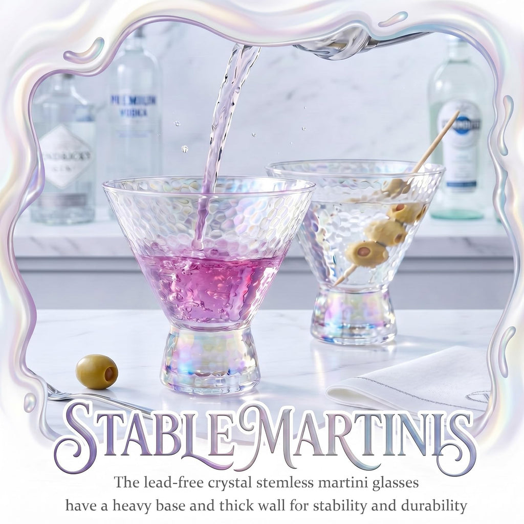Set of 6 Stemless Martini Glasses 9oz Multicolor C94386