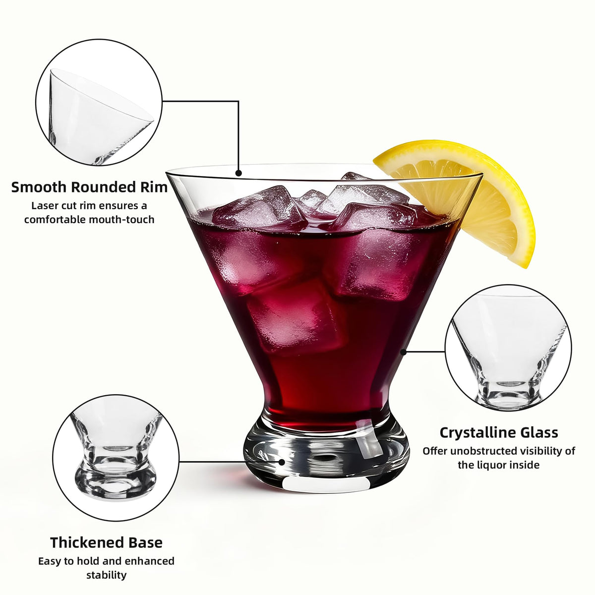 Stemless Martini Glasses Set of 12 P616