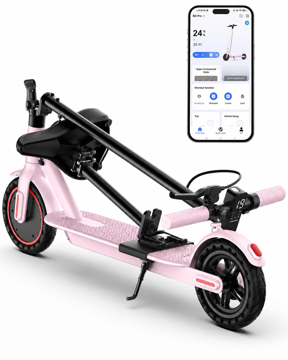 350W/500W Electric Scooter with Seat, Dual Suspension U7916