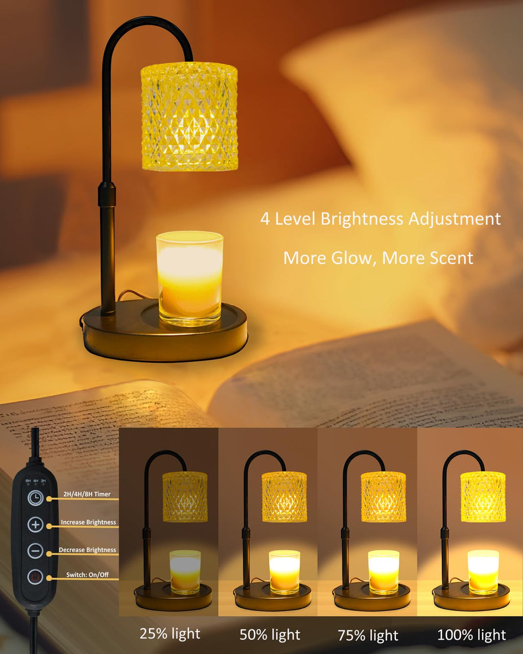 Candle Warmer Lamp with Timer Dimmable Height Adjustable M102