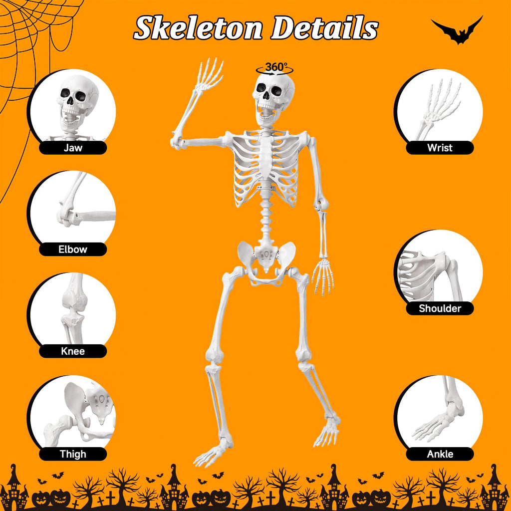 Halloween Life Size Human Skeleton with Posable Joint T9113