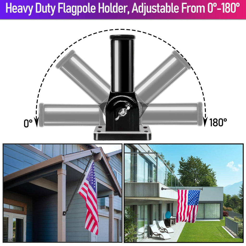 7FT Stainless Steel Flag Pole Kit with Solar Light and Adjustable Bracket J631
