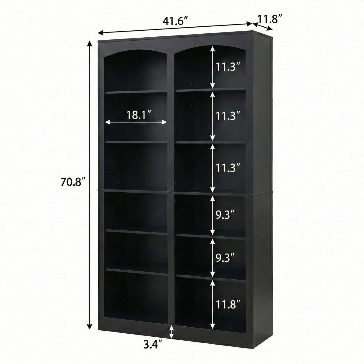 71" Tall Black 12-Tier Wood Bookcase J68131