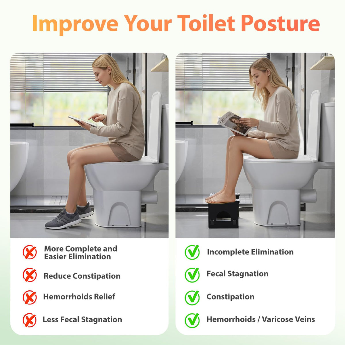 Folding Toilet Stool 7"&9" Adjustable Black X73286