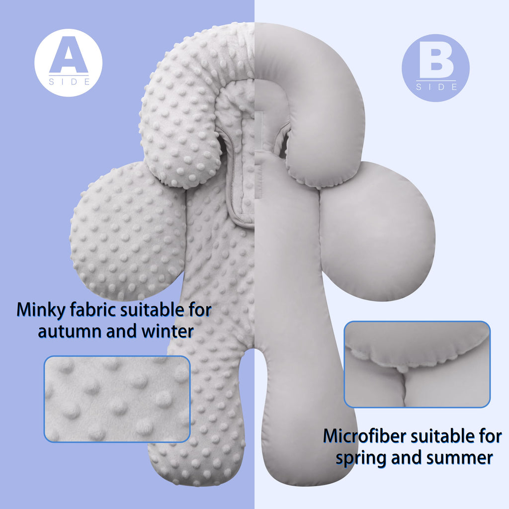 Infant Car Seat Head Neck Body Support, Ultra-Soft Minky Microfiber, 2-in-1 Reversible, Gray H19010