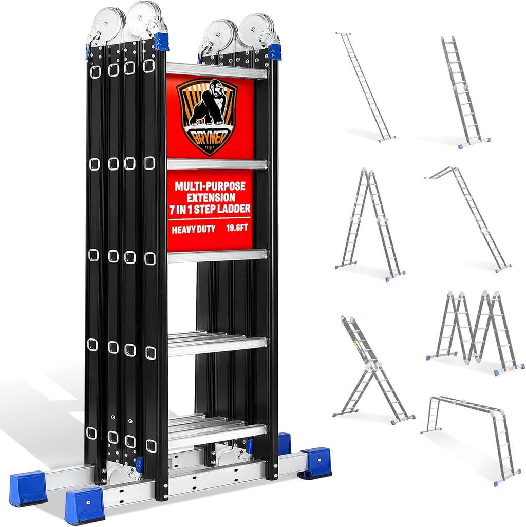 Aluminium 7 in 1 Extension Ladder 19.6Ft 330lbs X20211