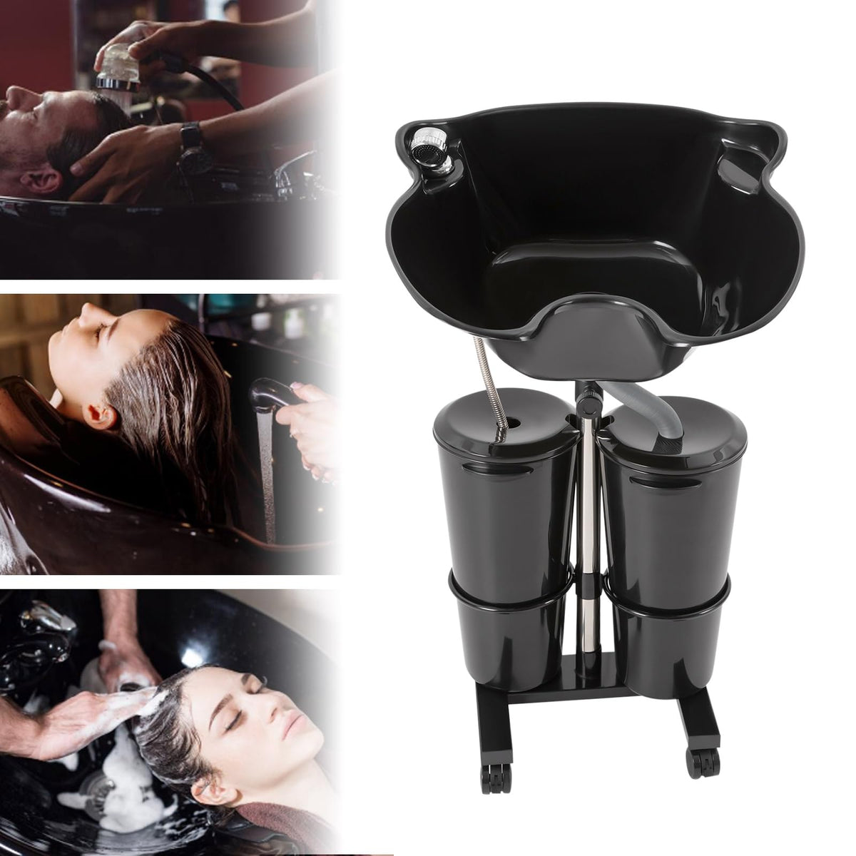 Portable Shampoo Sink with Electric Pump and Adjustable Height N425