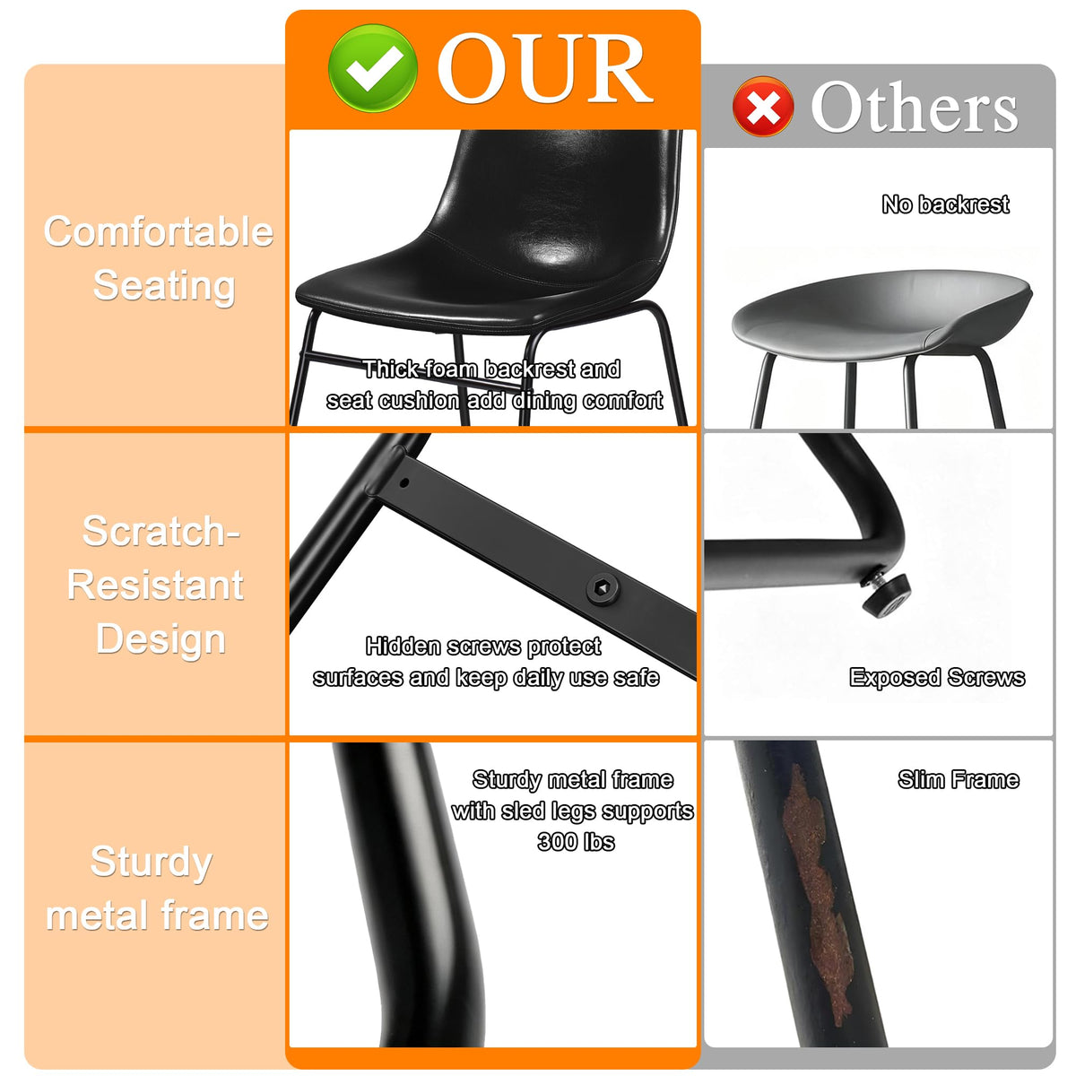 Faux Leather Bar Stools Set of 2 Q49141