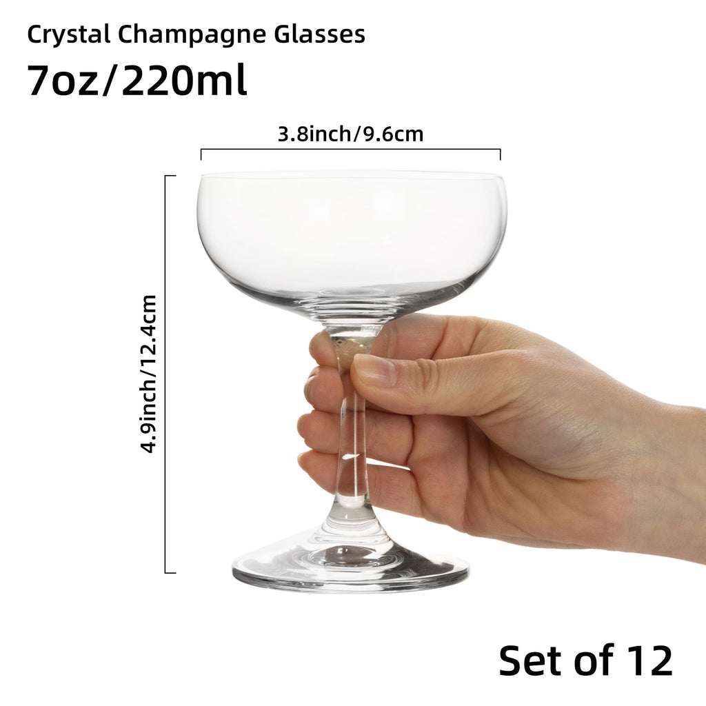 7Oz Crystal Champagne Coupe Glasses Set of 12 F312