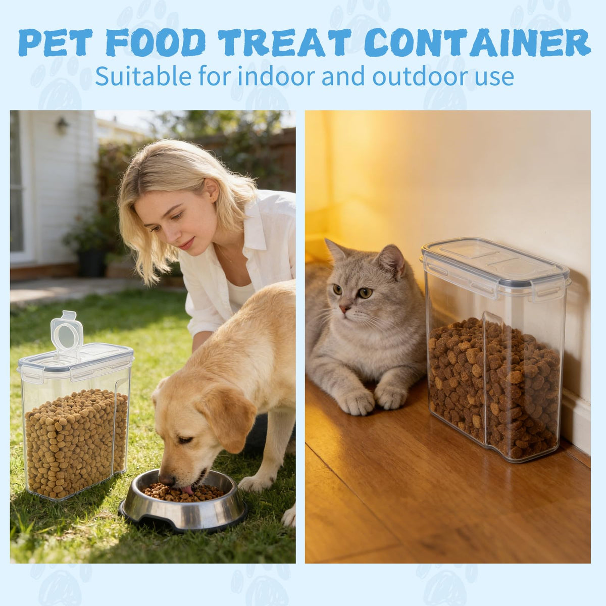 2 Pack Airtight Pet Food Storage Container with Lid, Scoop and Measuring Cup G856