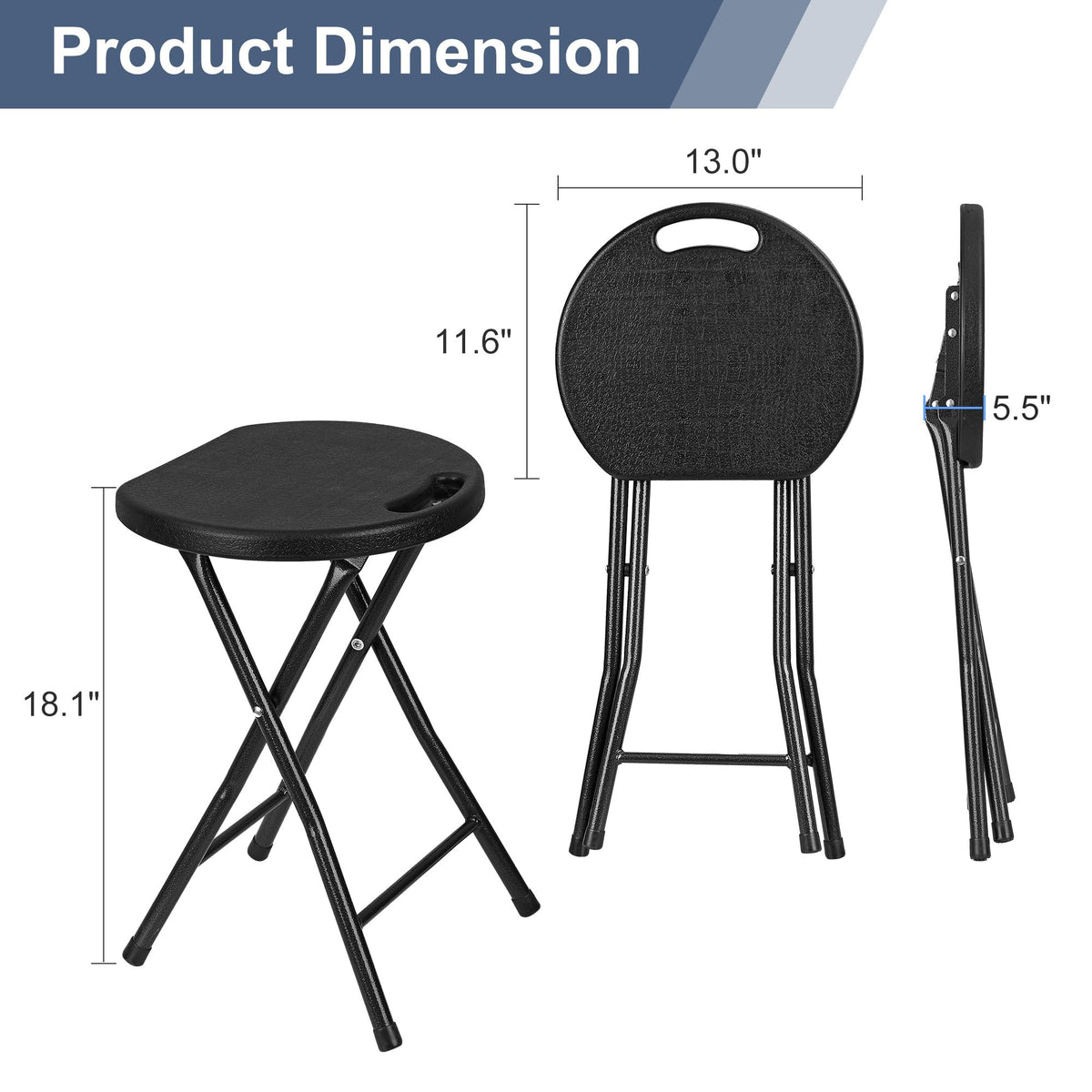 Black Folding Stool with Handle Z33166