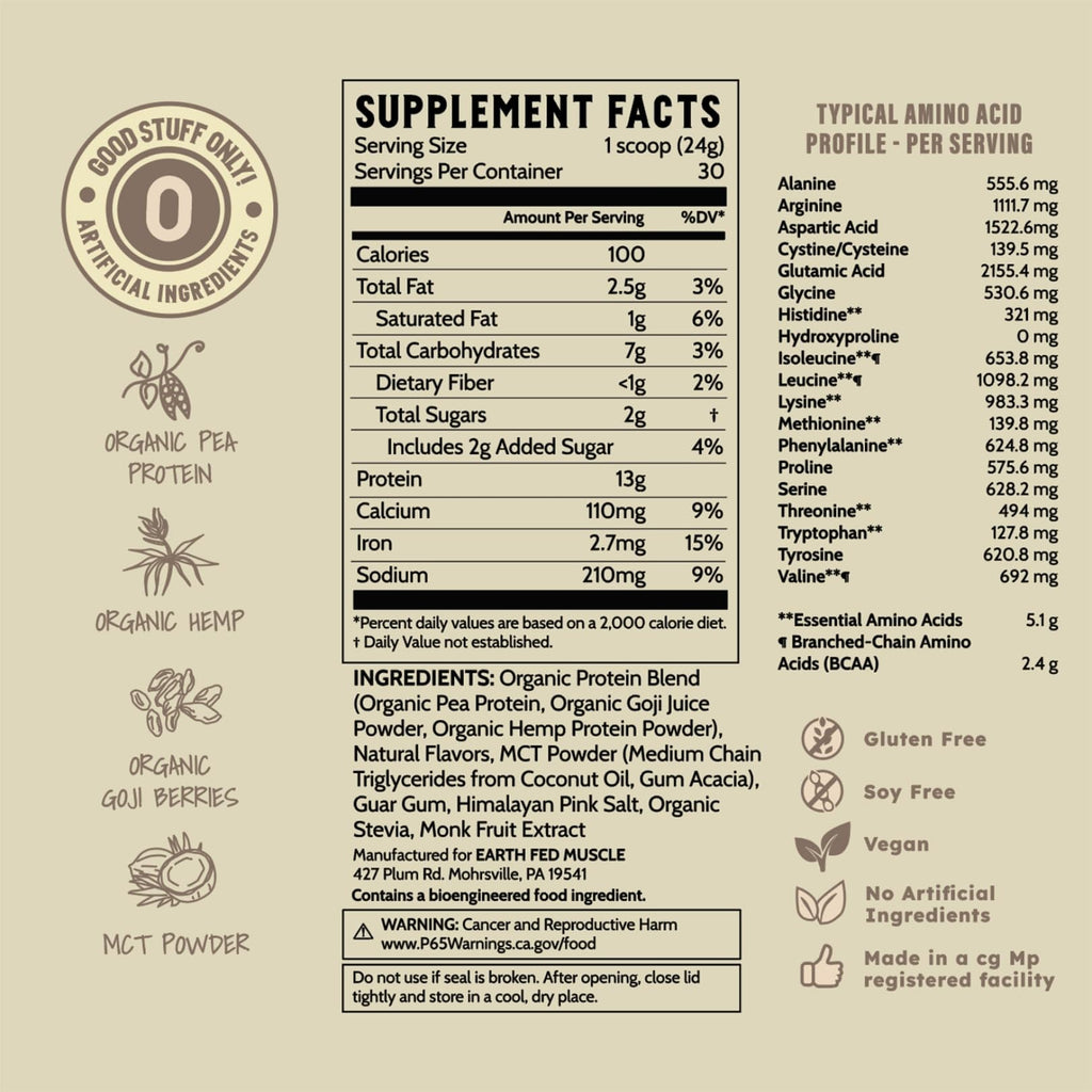 Organic Plant Protein Powder Vanilla 1.74 lb L6010
