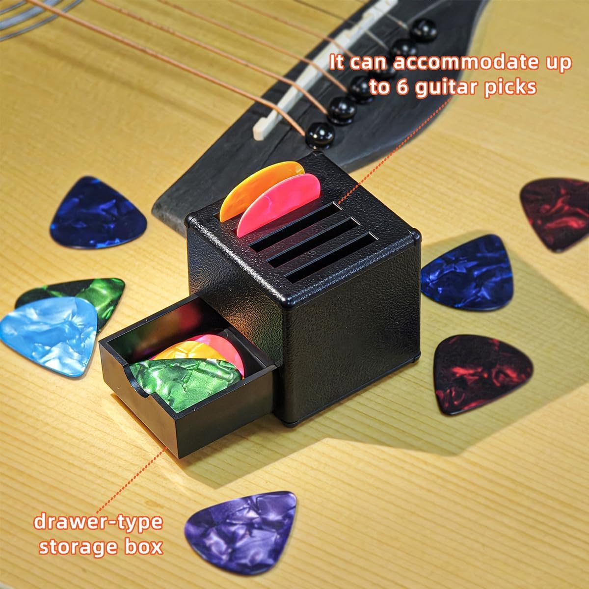 Guitar Picks Holder Box with 5 Guitar Picks L1435