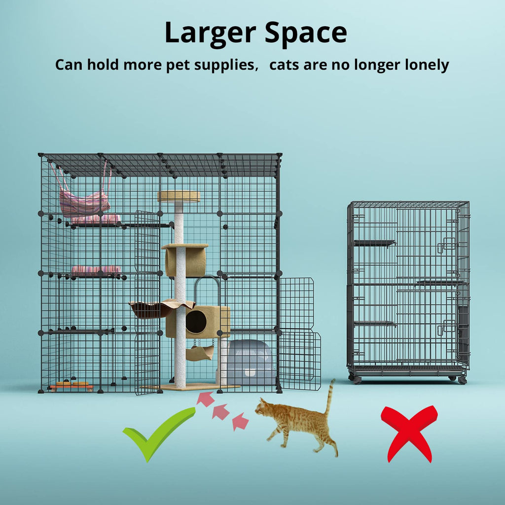 Large Cat Cage Indoor Enclosure Playpen Metal Wire Kennels Crate 55L x 55W x 55H Inchs E234