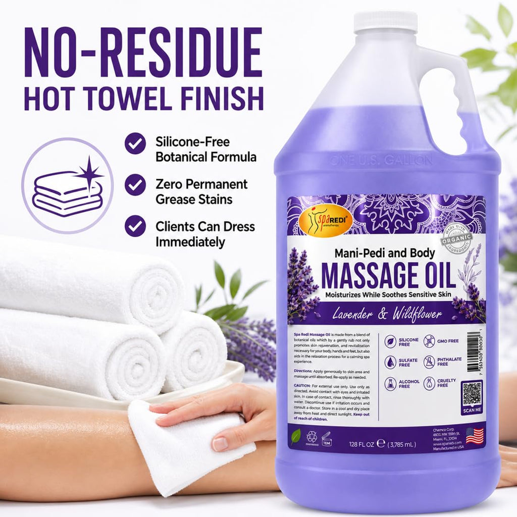 Lavender Massage Oil 128 Oz with Almond Cotton Seed Sunflower Avocado Oil N317562
