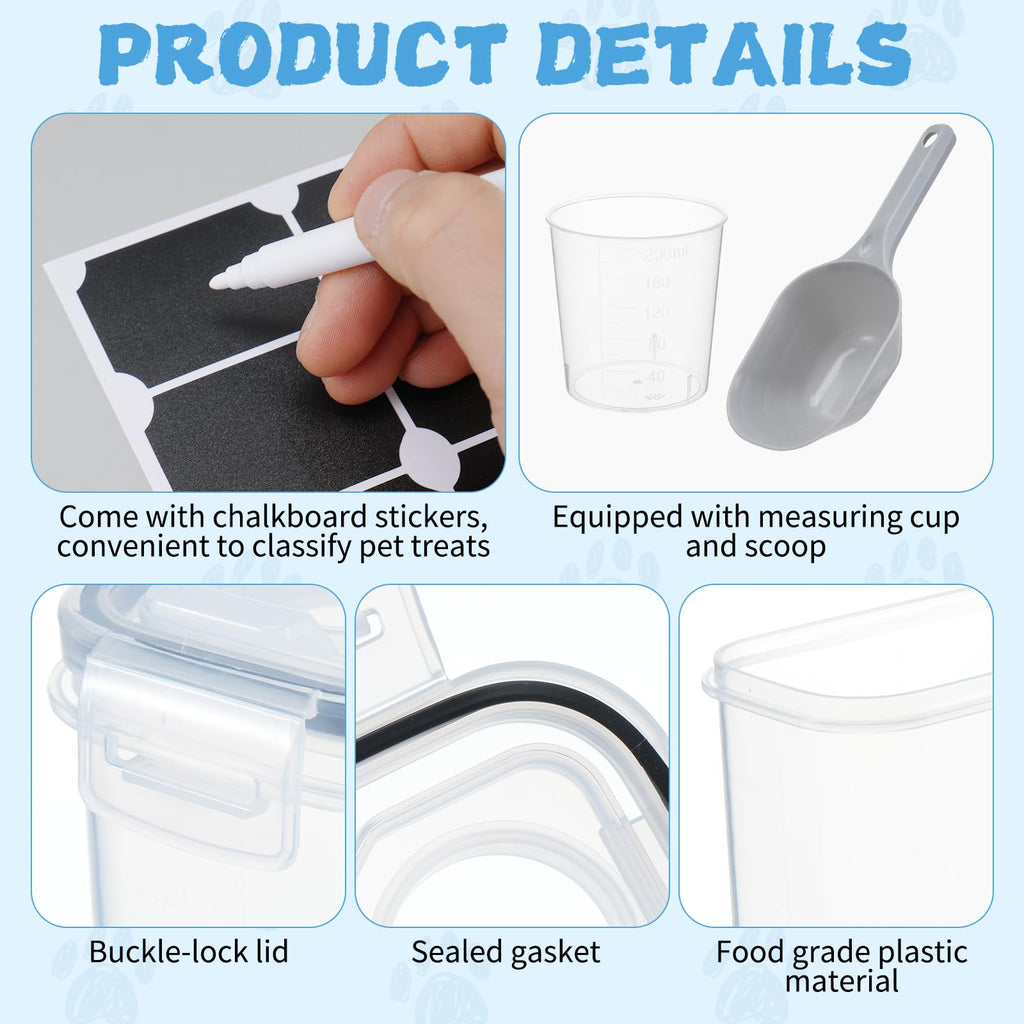 2 Pack Airtight Pet Food Storage Container with Lid, Scoop and Measuring Cup G856