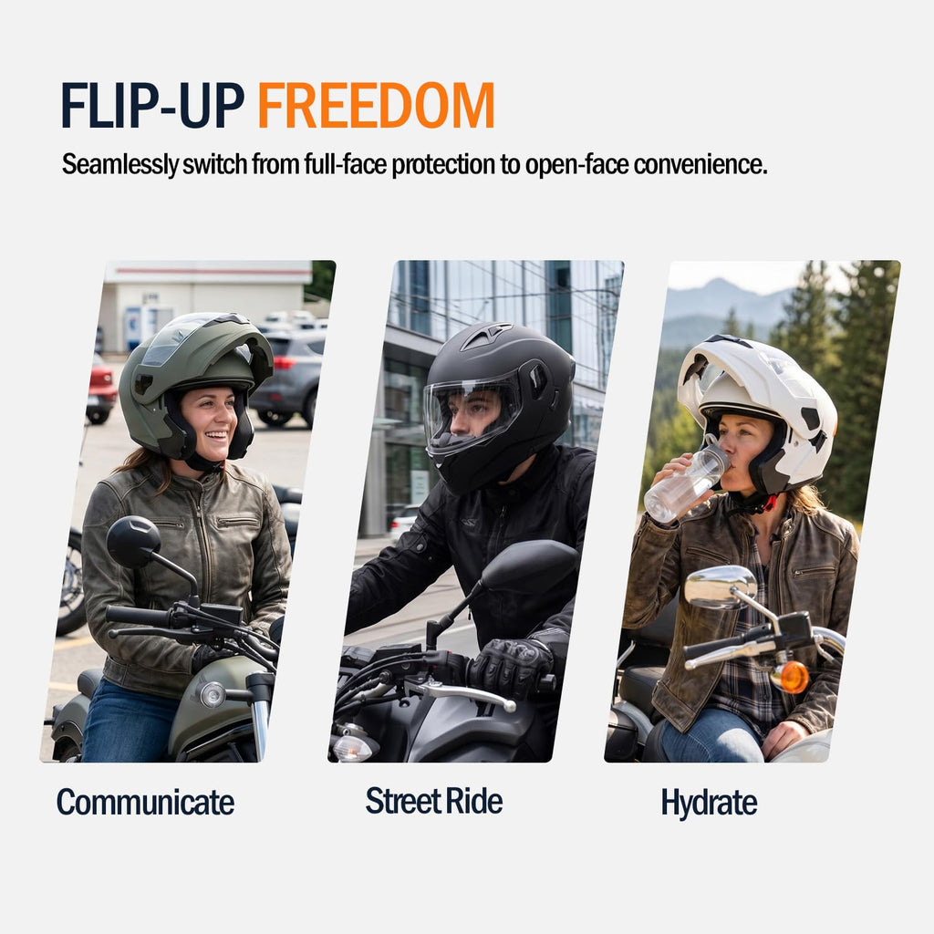 Full Face Flip Up Matte Black Motorcycle Helmet M9313