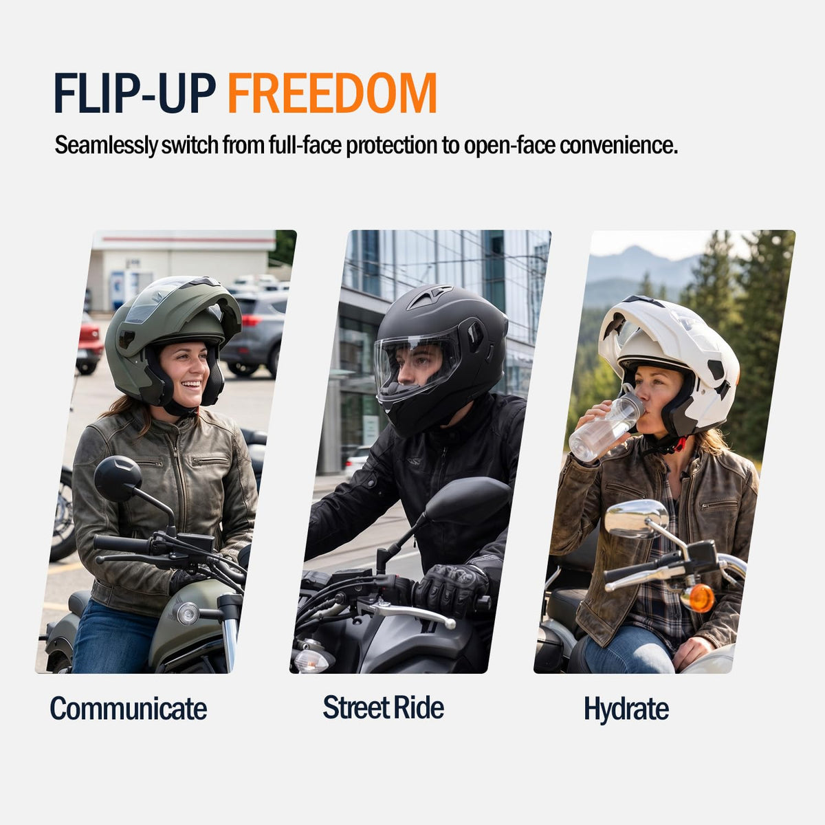 Full Face Flip Up Matte Black Motorcycle Helmet M9313