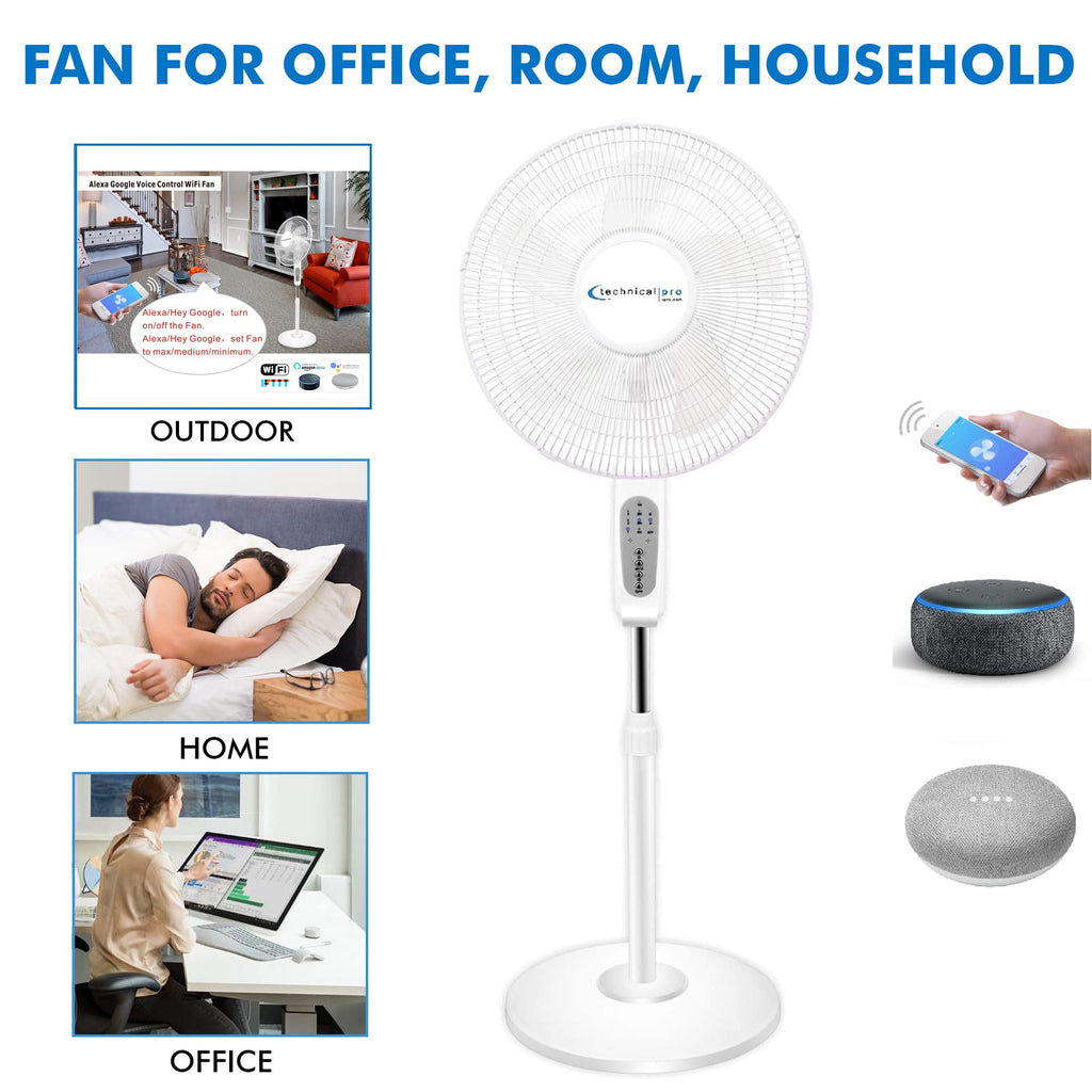 16” WIFI Enabled Oscillating Pedestal Fan Z348878