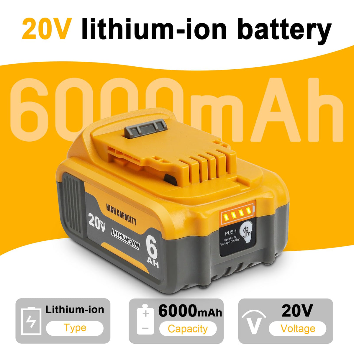 2 Pack 20V 6Ah Replacement Battery L9176