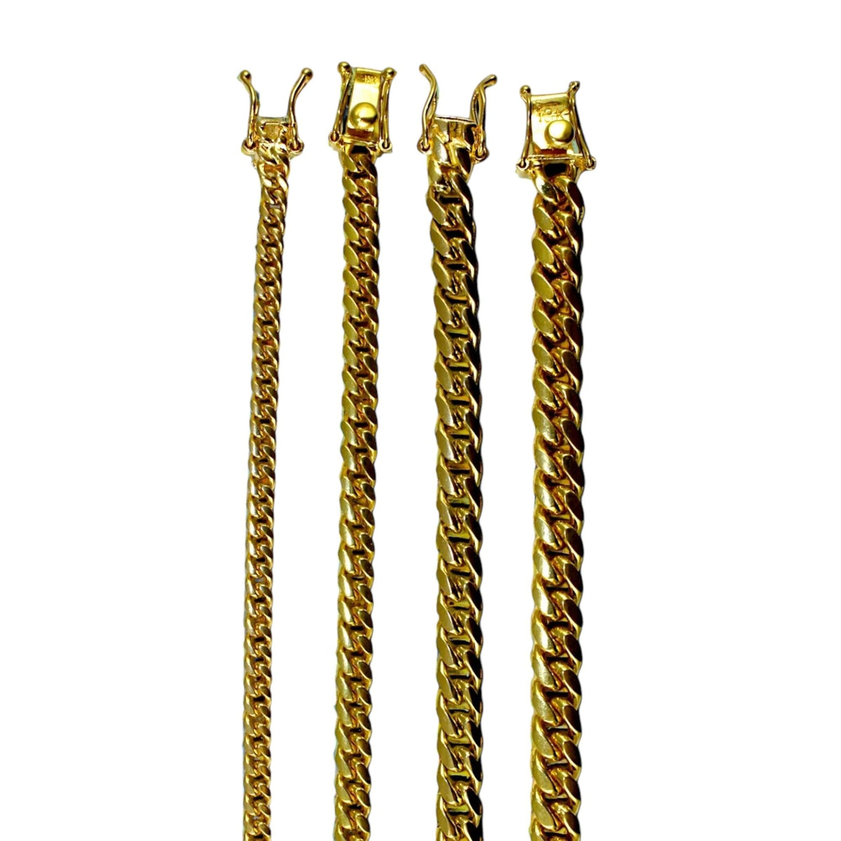 18K Yellow Gold Cuban Link Chain Necklace Bracelet B6114