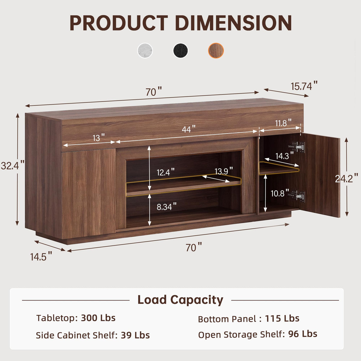 70" Walnut TV Stand N88870