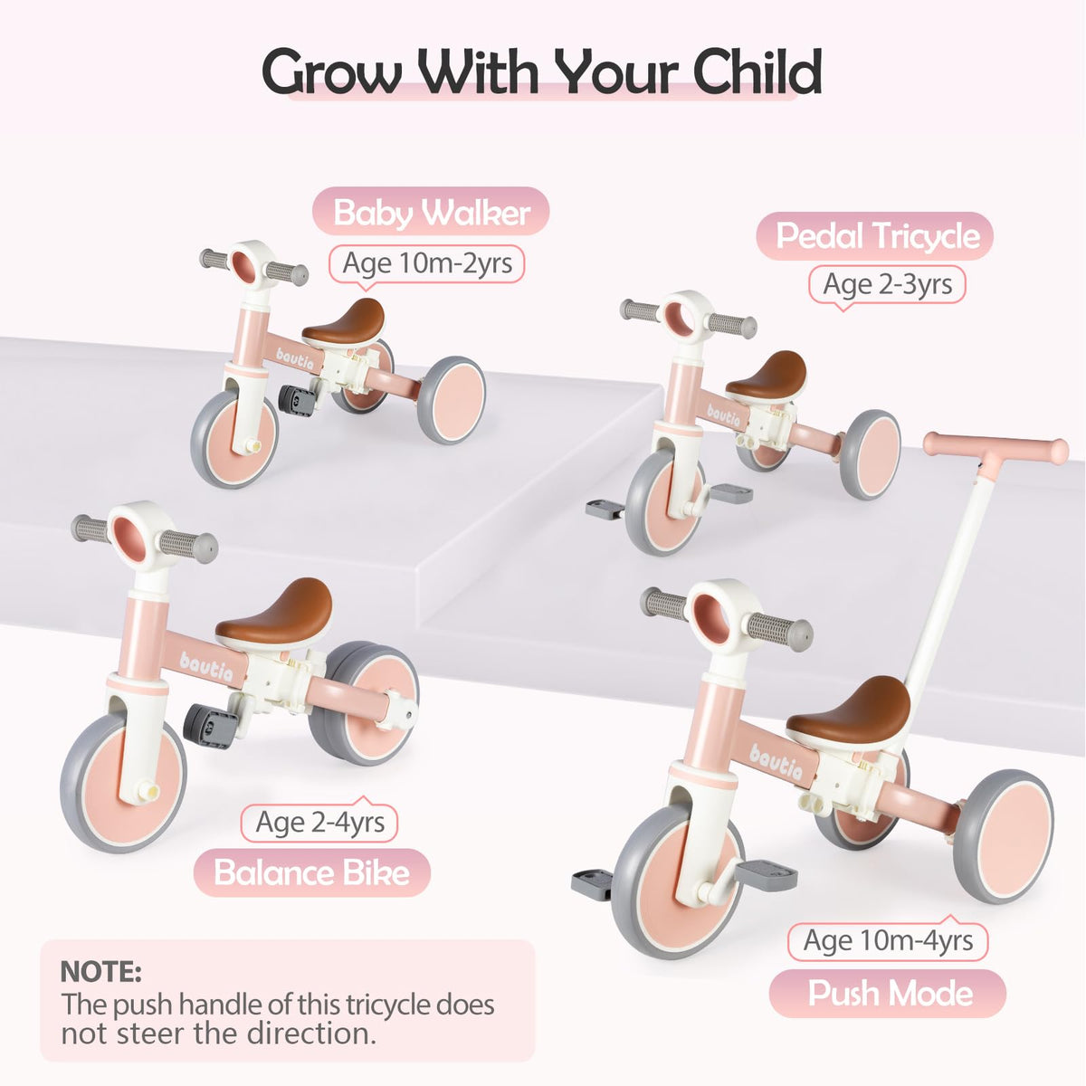5 in 1 Toddler Bike with Push Handle E918389