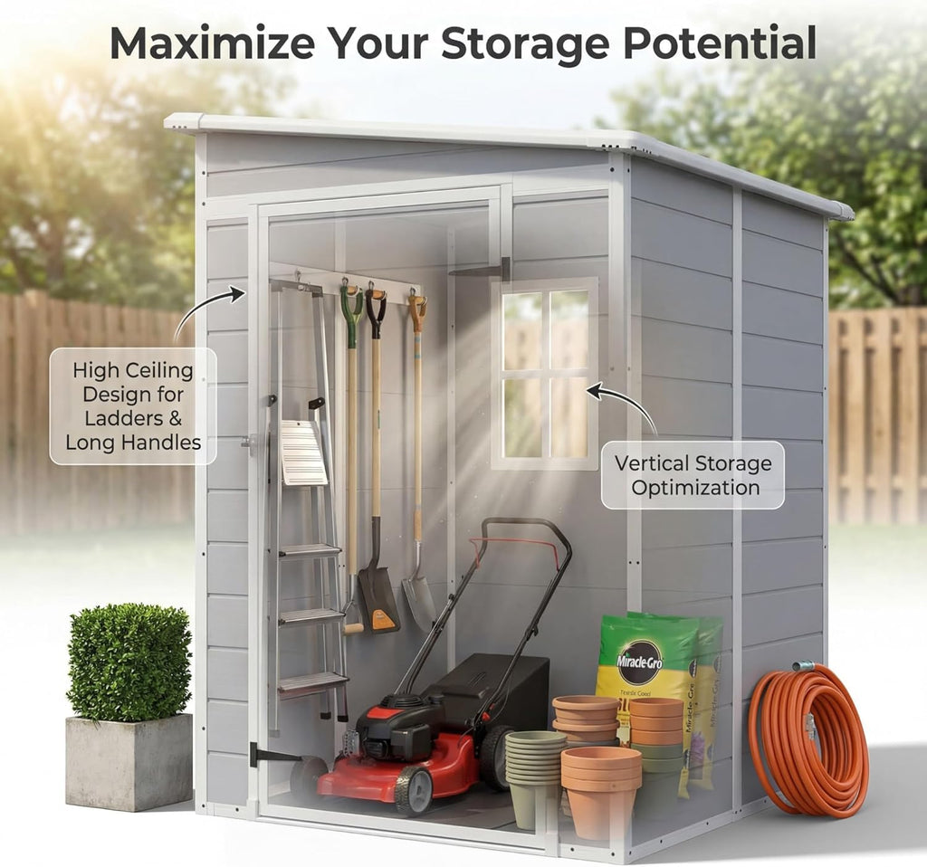 5 x 4 FT Plastic Outdoor Storage Shed with Floor F4272