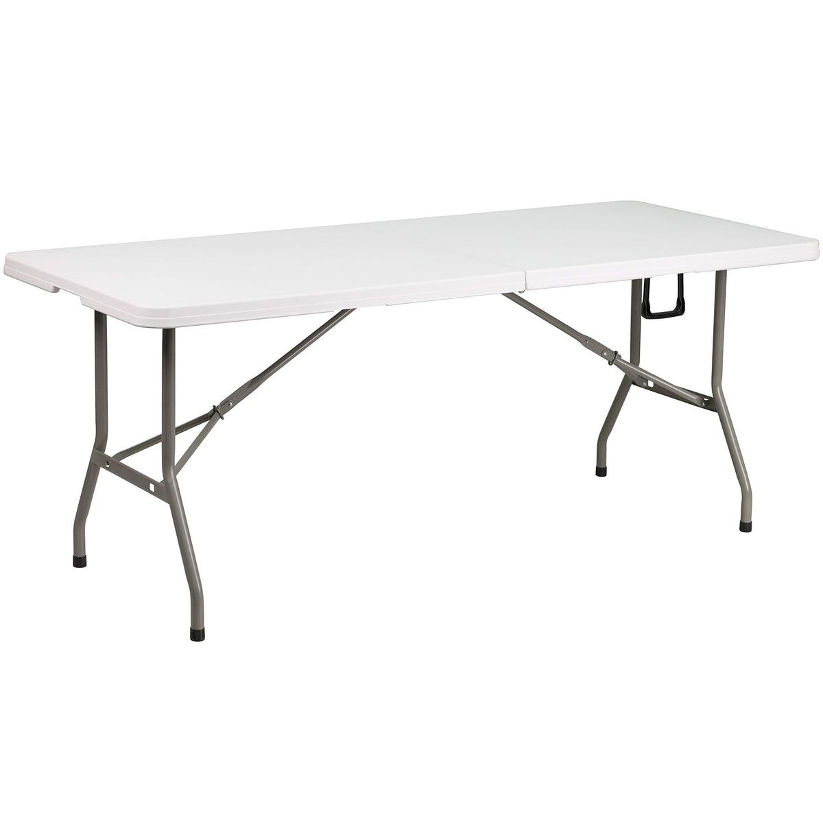 6-Foot Bi-Fold Granite White Plastic Folding Table with Carrying Handle B714833